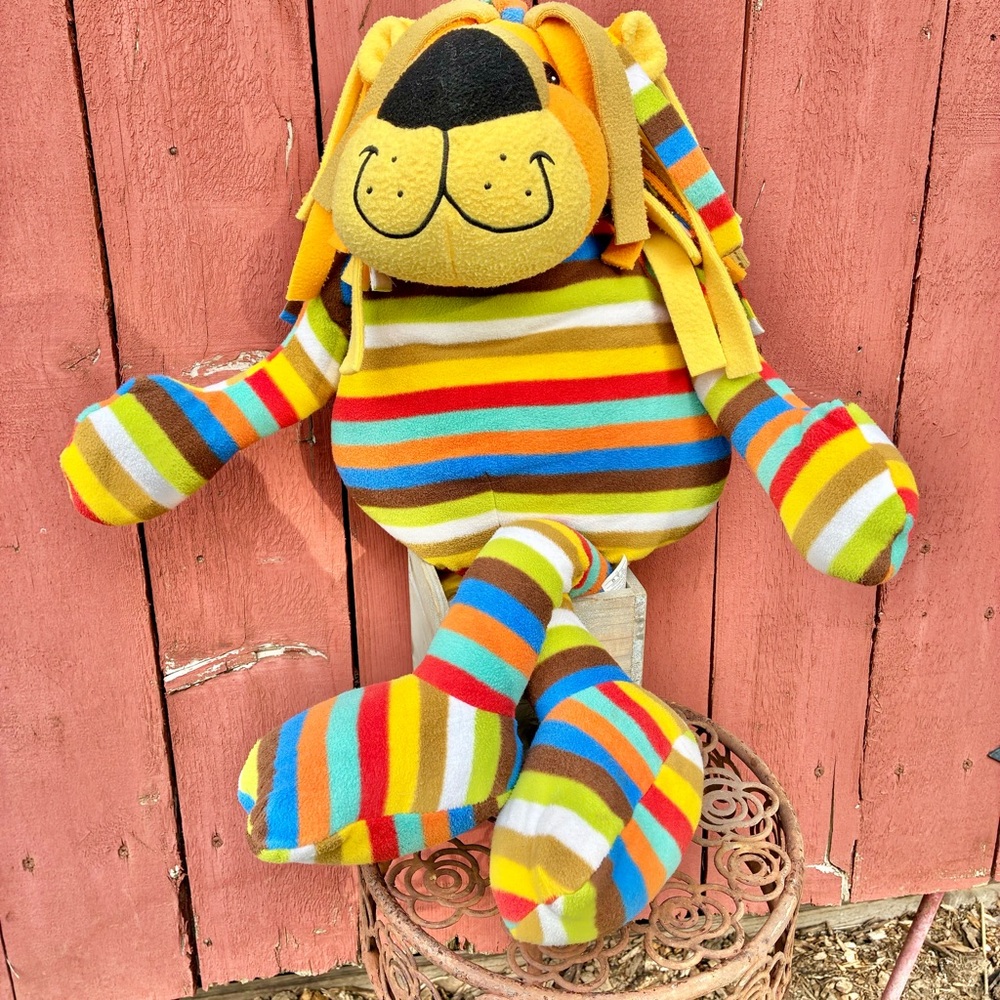Melissa & Doug Elvis The Lion Plush Beeposh Multicolor Stripes Mane Snuggly 26"
